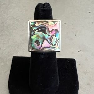 925 sterling Abalone / Paua shell ring